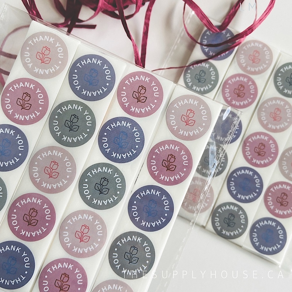 200pcs Mixed Colour Thank You Stickers Rose